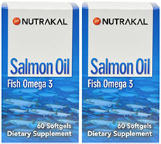 รูปภาพของ Nutrakal Salmon Fish Oil  Omega3 นูทราแคล น้ำมันปลาแซลมอน 1000mg.90capx2ขวด (แพ็คคู่)